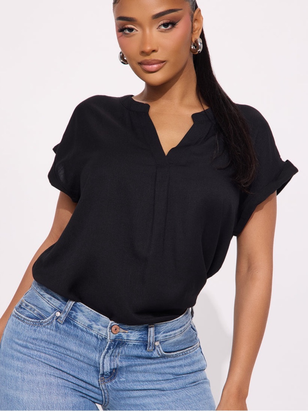 New IRIS Linen Button Up Short Sleeve Blouse
 Size Small Sold By Fashion Nova - Picture 2 of 4